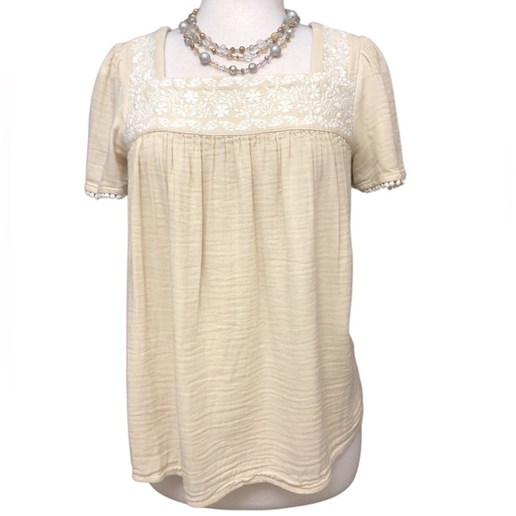 Old Navy Tops - Old Navy Embroidered-Yoke Square-Neck Top